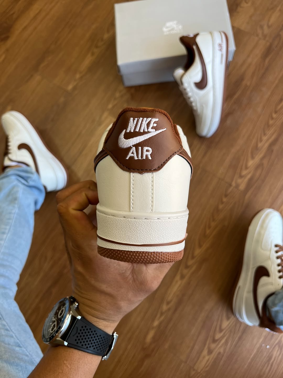 Tênis Unissex AF1 Branco/Caramelo Premium