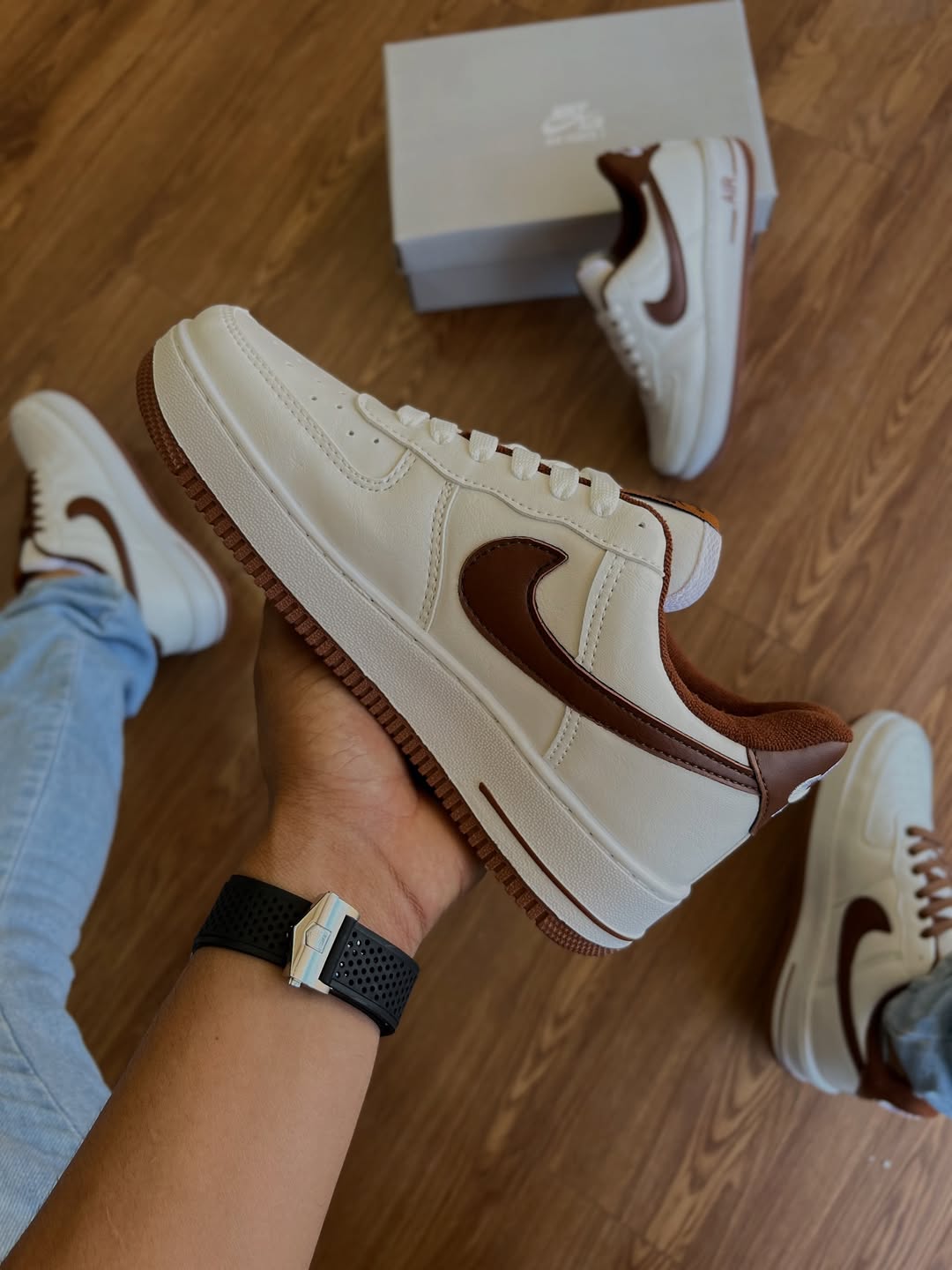 Tênis Unissex AF1 Branco/Caramelo Premium