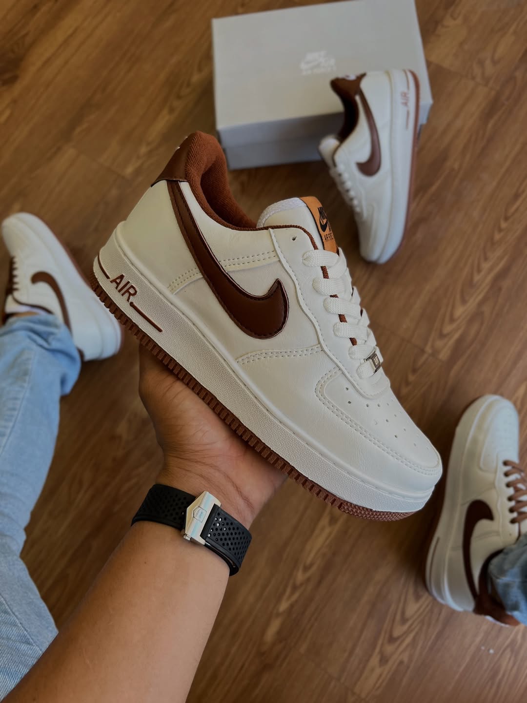 Tênis Unissex AF1 Branco/Caramelo Premium