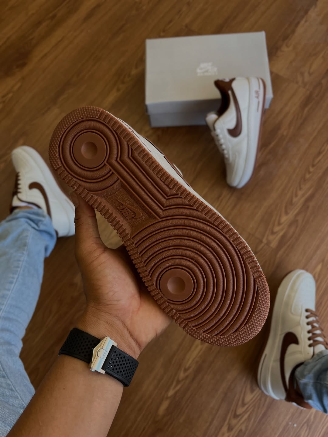 Tênis Unissex AF1 Branco/Caramelo Premium