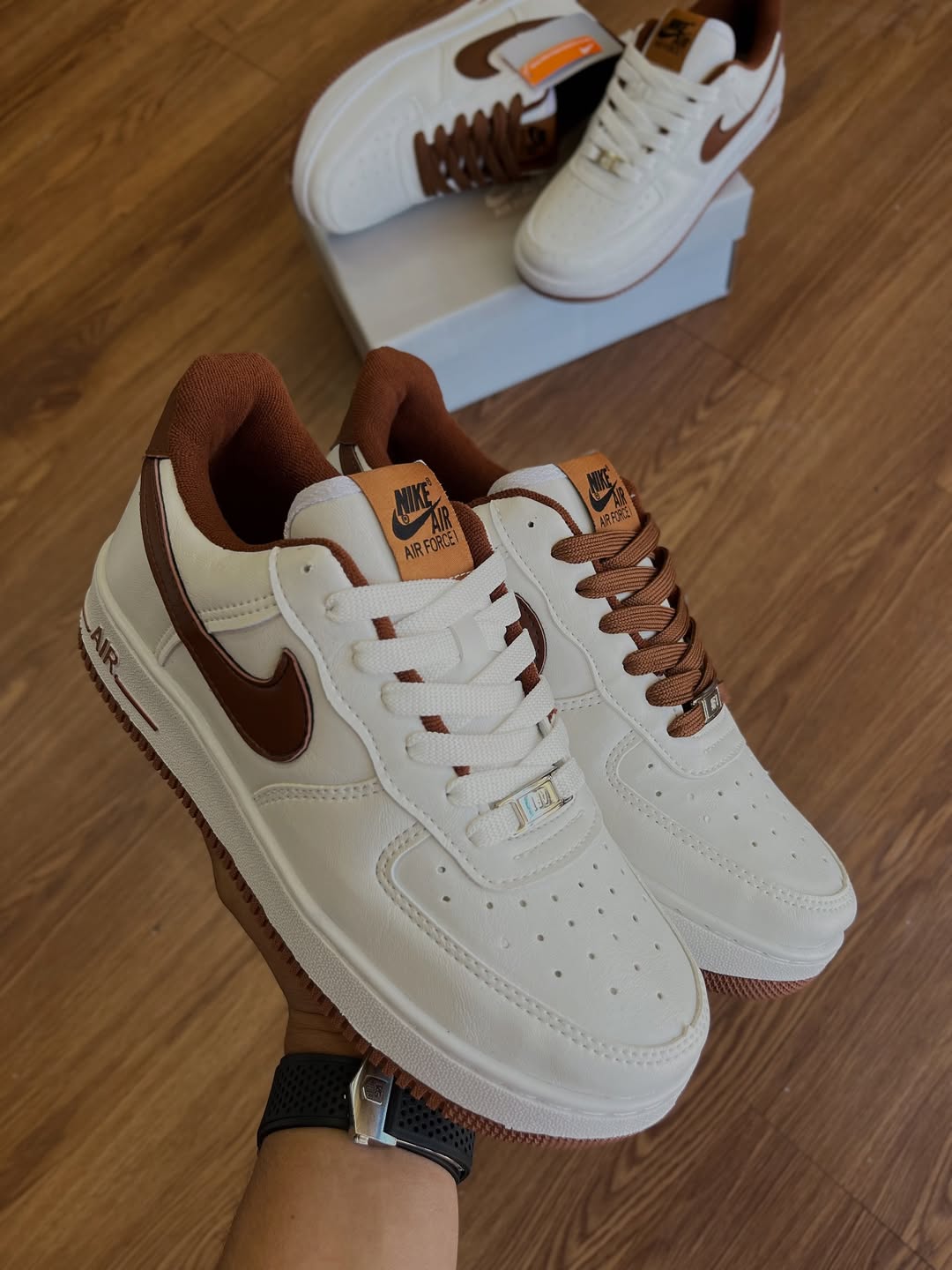 Tênis Unissex AF1 Branco/Caramelo Premium